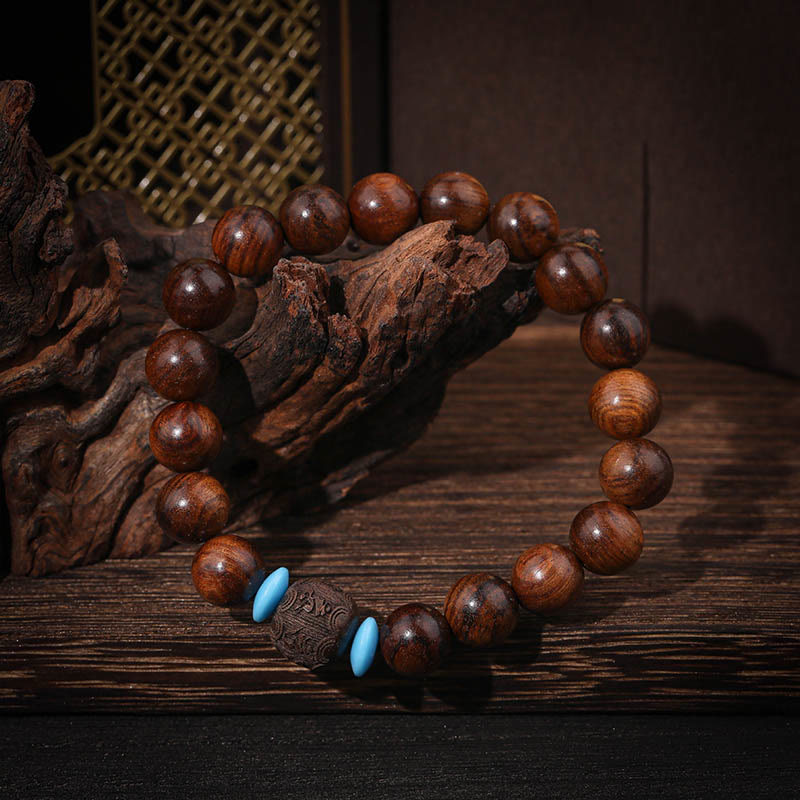 Buddha Stones Natural Rosewood Round Beads Cure Bracelet