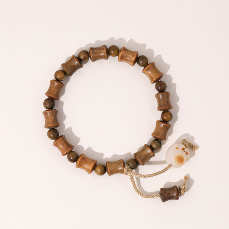 Buddha Stones Green Sandalwood Bodhi Seed Cat Claw Bamboo Peace Bracelet - Green Sandalwood(Wrist Circumference: 15-17cm) - image 1
