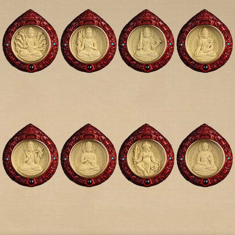 Buddha Stones Chinese Zodiac Natal Buddha Small Leaf Red Sandalwood Ebony Longevity Necklace Pendant - image 24