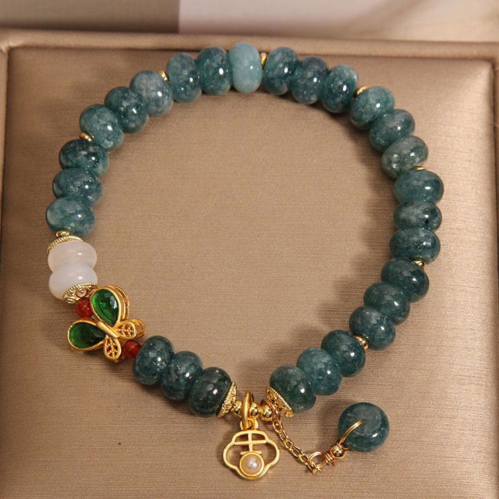 Buddha Stones Jade White Agate Butterfly Abacus Beads Abundance Bracelet