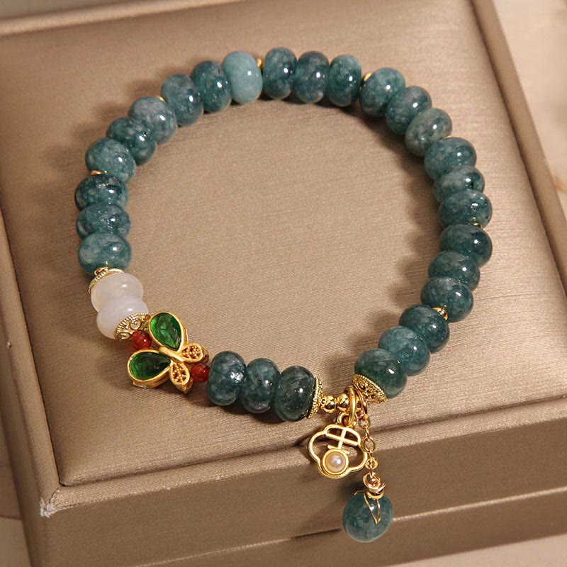 Buddha Stones Jade White Agate Butterfly Abacus Beads Abundance Bracelet