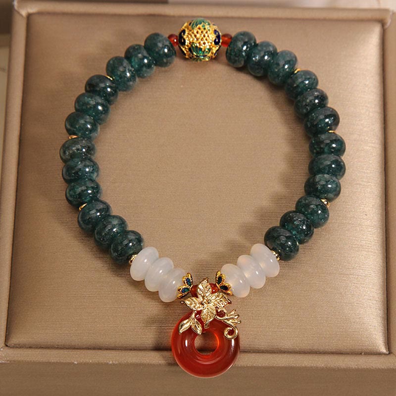 Buddha Stones Jade White Agate Red Agate Peace Buckle Abacus Beads Luck Bracelet