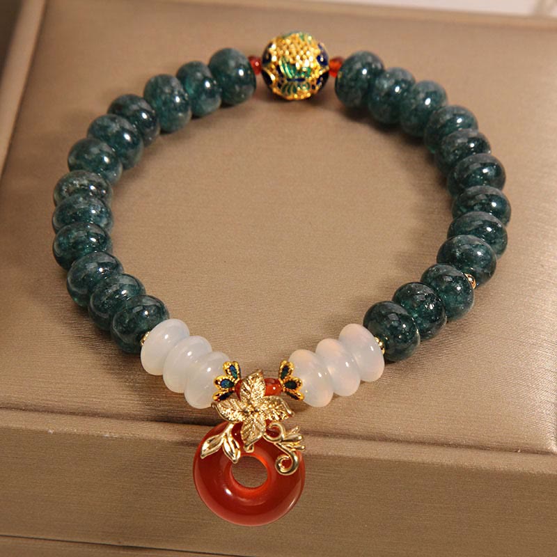 Buddha Stones Jade White Agate Red Agate Peace Buckle Abacus Beads Luck Bracelet