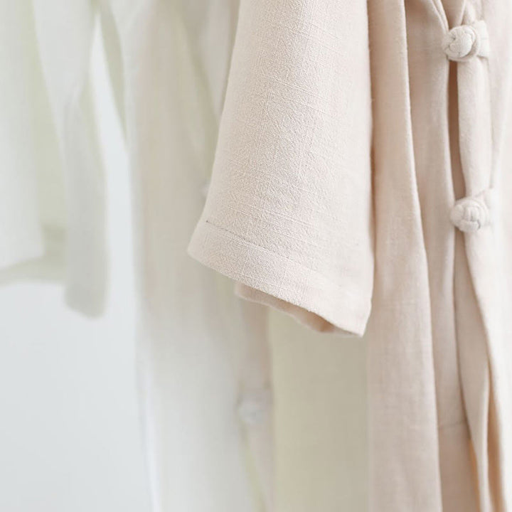 Buddha Stones 2Pcs V-Neck Men's Long Sleeve Shirt Top Pants Meditation Zen Tai Chi Cotton Linen Clothing Set - image 19