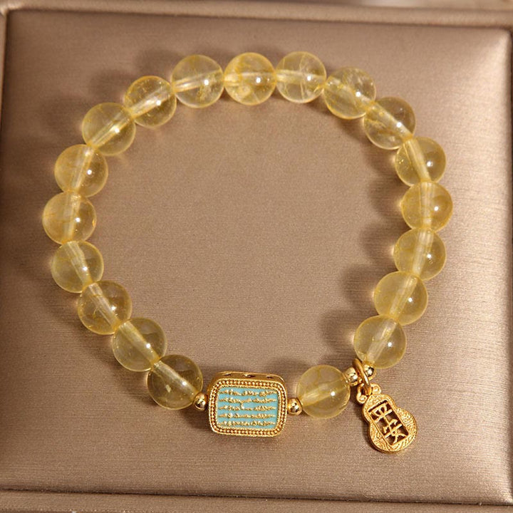 Buddha Stones Natural Citrine Five Scriptures Generosity Bracelet