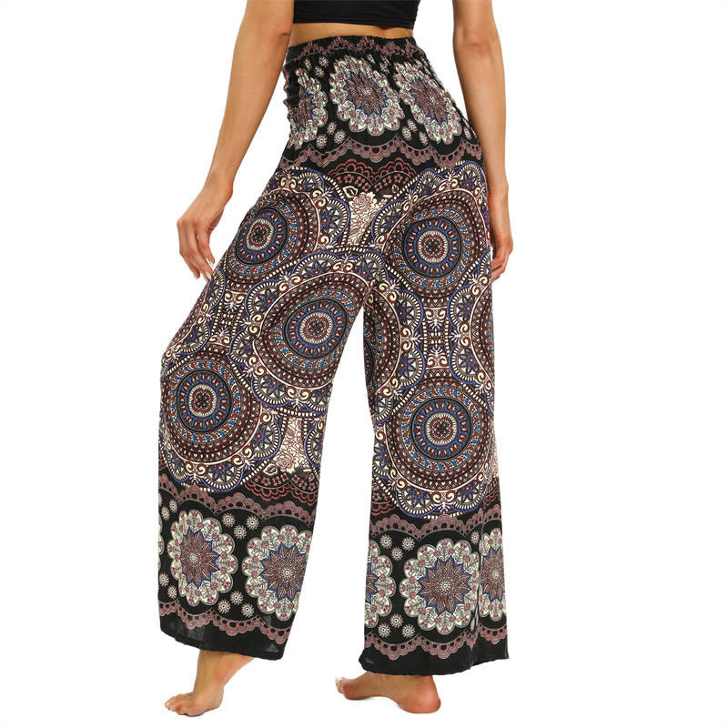 Buddha Stones Boho Mandala Print Lace-up Wide Leg Pants Women's Yoga Pants - image 3