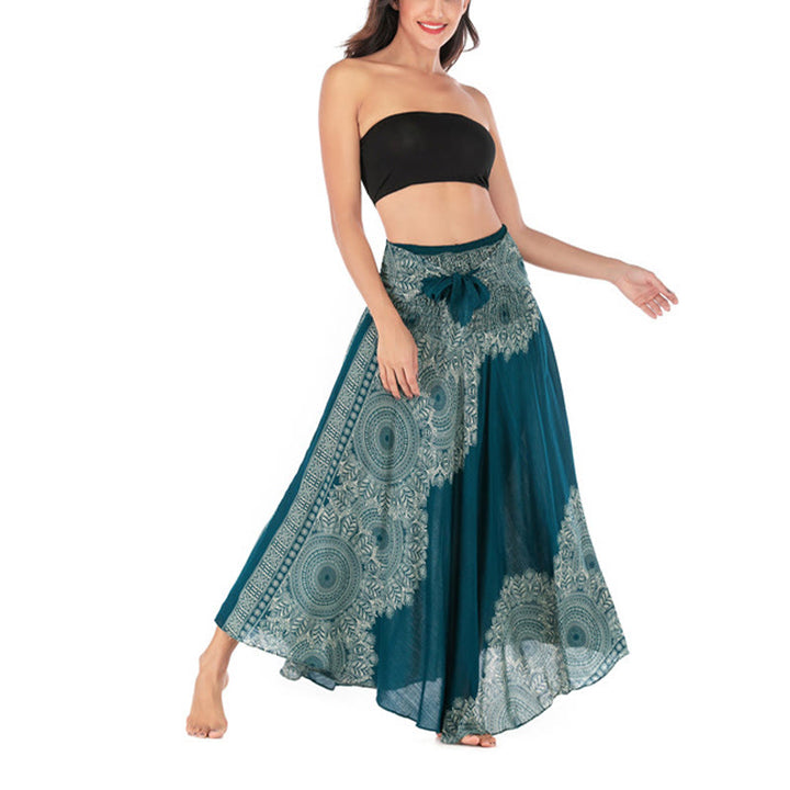 Buddha Stones Two Style Wear Boho Mandala Flower Beach Skirt Dress - image 8
