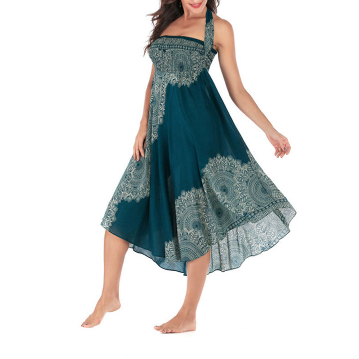 Buddha Stones Two Style Wear Boho Mandala Flower Beach Skirt Dress - image 9