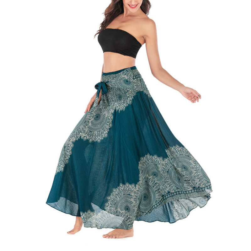 Buddha Stones Two Style Wear Boho Mandala Flower Beach Skirt Dress - image 7