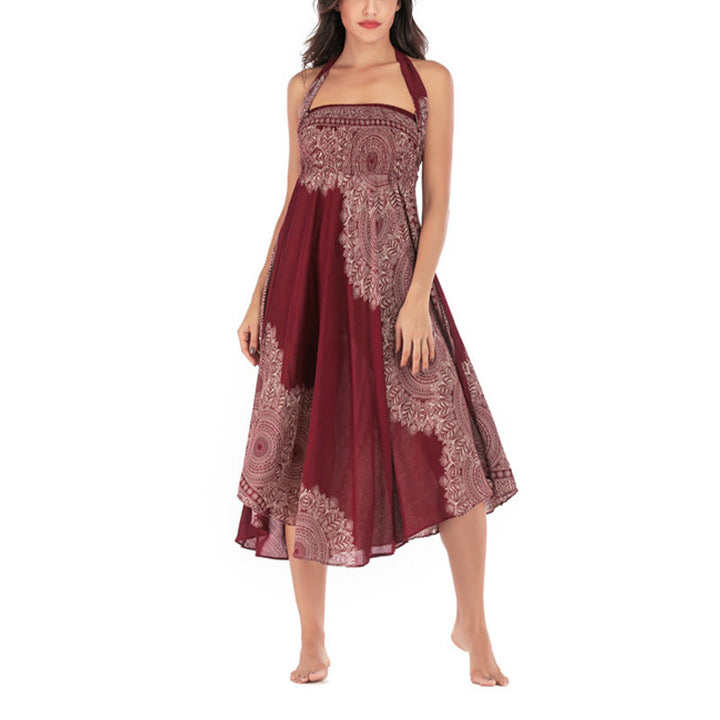 Buddha Stones Two Style Wear Boho Mandala Flower Beach Skirt Dress - image 27