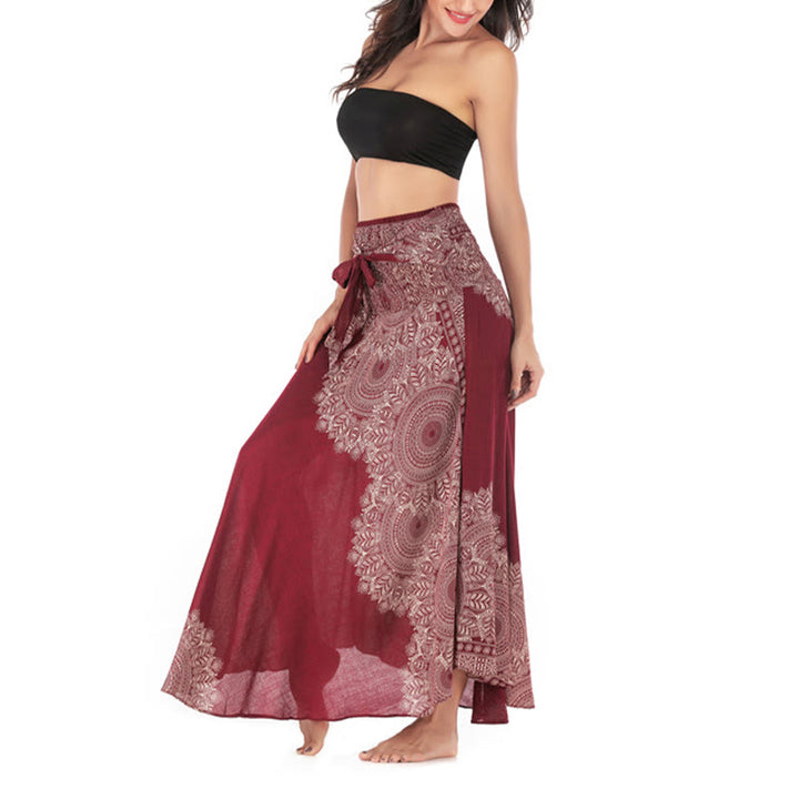 Buddha Stones Two Style Wear Boho Mandala Flower Beach Skirt Dress - image 24