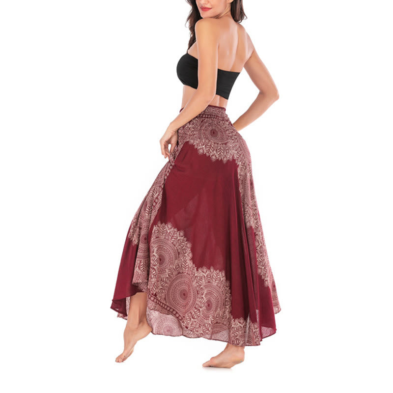Buddha Stones Two Style Wear Boho Mandala Flower Beach Skirt Dress - image 25