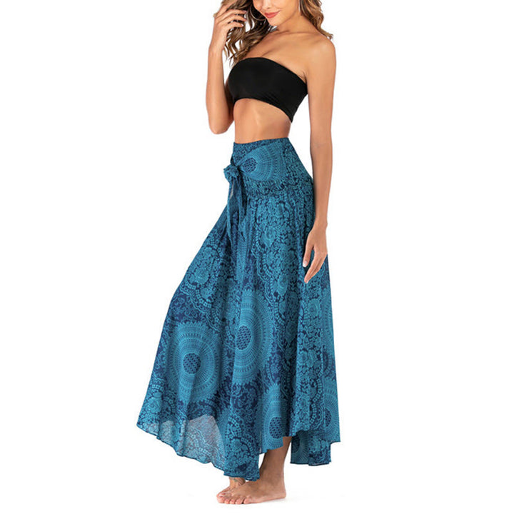 Buddha Stones Two Style Wear Boho Compass Rose Flower Skirt Dress