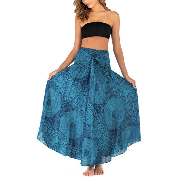 Buddha Stones Two Style Wear Boho Compass Rose Flower Skirt Dress