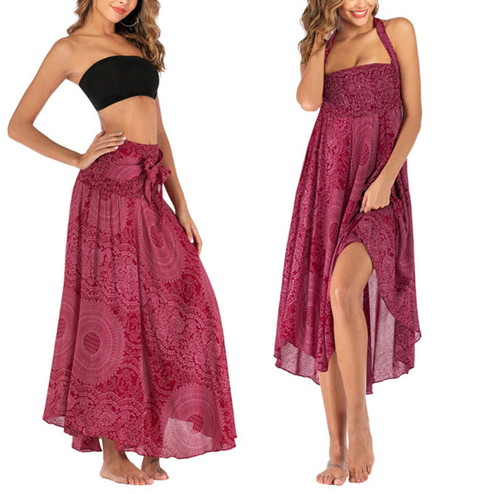 Buddha Stones Two Style Wear Boho Compass Rose Flower Skirt Dress - image 22