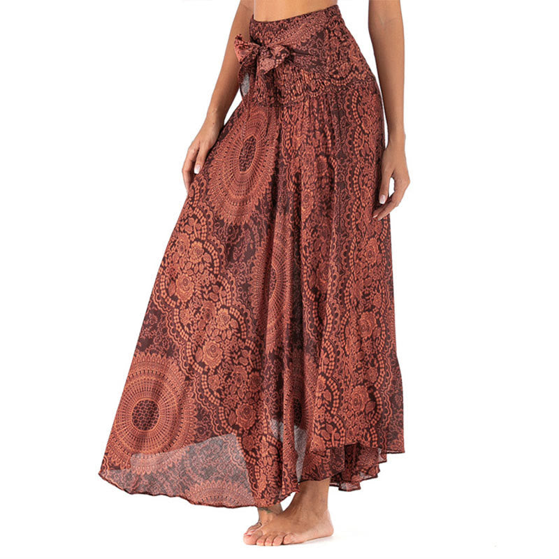 Buddha Stones Two Style Wear Boho Compass Rose Flower Skirt Dress