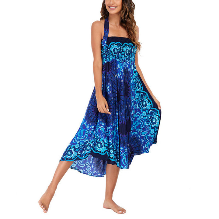 Buddha Stones Two Style Wear Bohemian Mandala Flower Water Drop Lace-up Skirt Dress - image 33