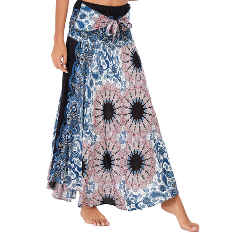 Buddha Stones Two Style Wear Bohemian Mandala Flower Water Drop Lace-up Skirt Dress - Pink - US4-12，UK/AU8-16，EU36-44 (F) - image 8