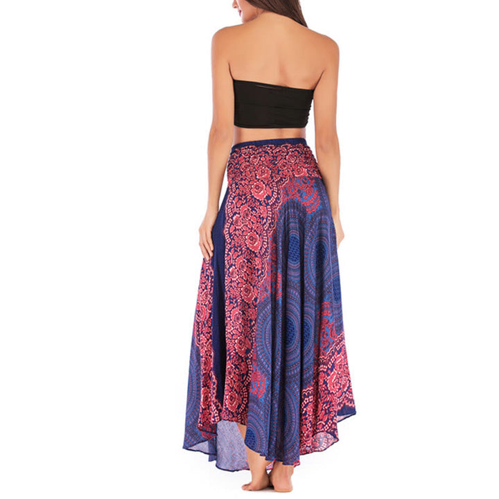 Buddha Stones Two Style Wear Bohemian Compass Rose Flower Lace-up Skirt Dress - image 14