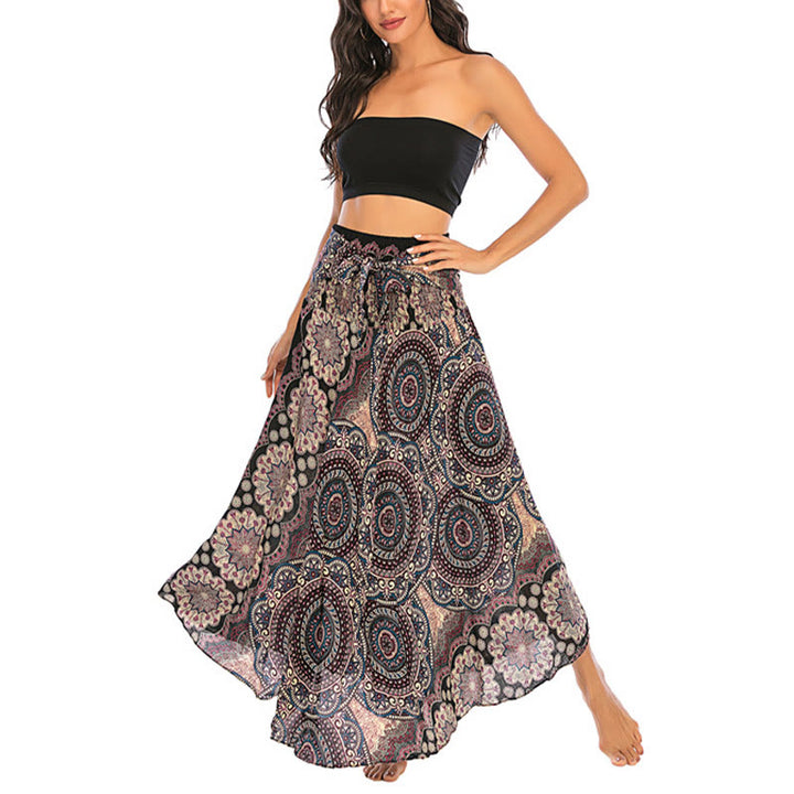 Buddha Stones Two Style Wear Bohemian Mandala Flower Lace-up Skirt Dress - image 11