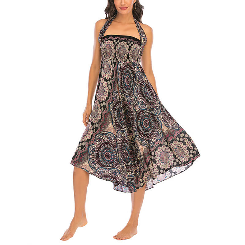 Buddha Stones Two Style Wear Bohemian Mandala Flower Lace-up Skirt Dress - image 19