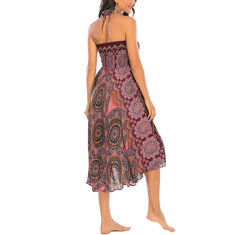 Buddha Stones Two Style Wear Bohemian Mandala Flower Lace-up Skirt Dress - image 27