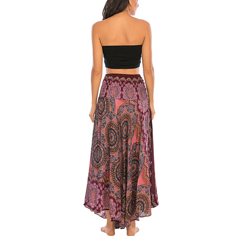 Buddha Stones Two Style Wear Bohemian Mandala Flower Lace-up Skirt Dress - image 24