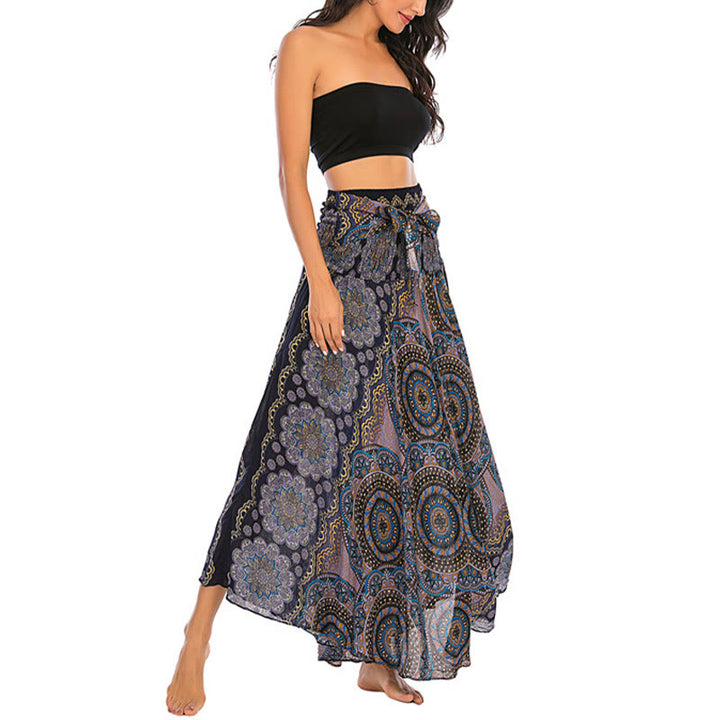 Buddha Stones Two Style Wear Bohemian Mandala Flower Lace-up Skirt Dress - image 31