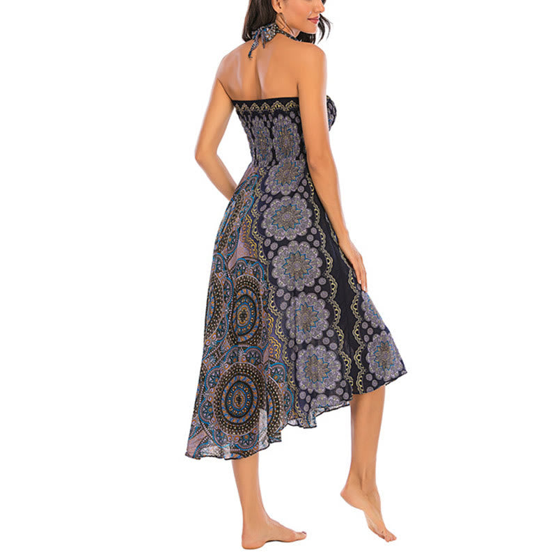 Buddha Stones Two Style Wear Bohemian Mandala Flower Lace-up Skirt Dress - image 35