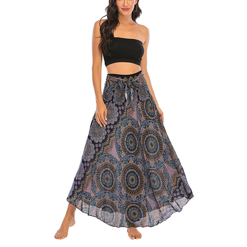 Buddha Stones Two Style Wear Bohemian Mandala Flower Lace-up Skirt Dress - image 29