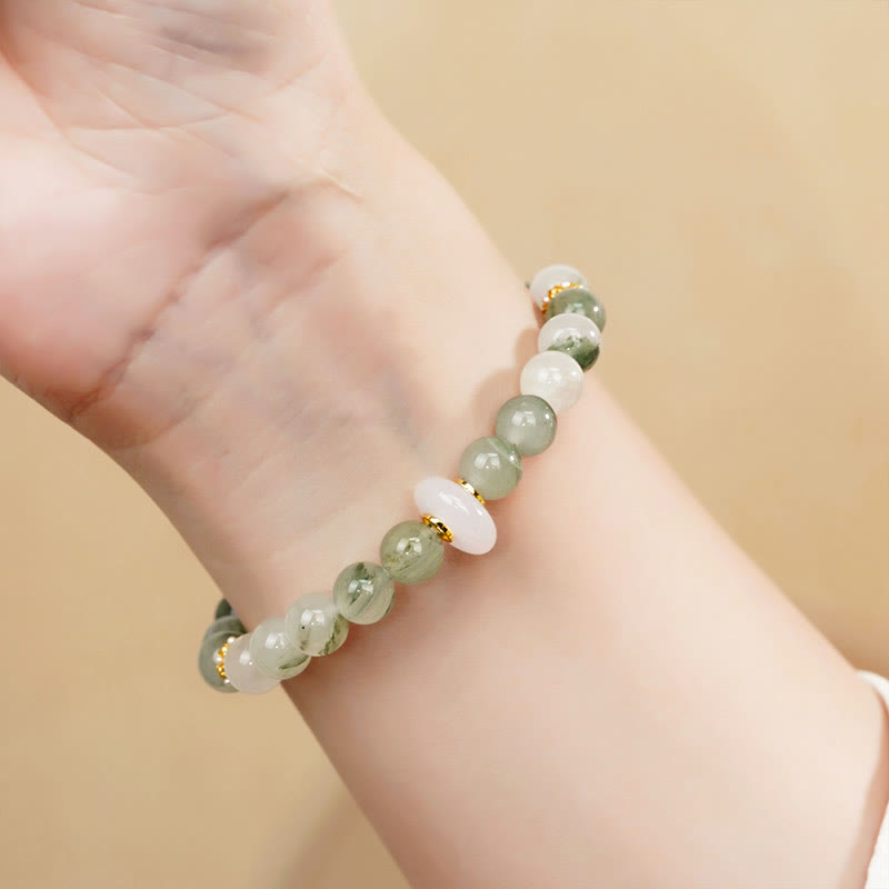 Buddha Stones Natural Tianshan Jade Chalcedony Luck Bracelet