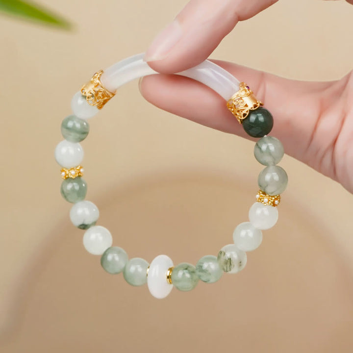 Buddha Stones Natural Tianshan Jade Chalcedony Luck Bracelet