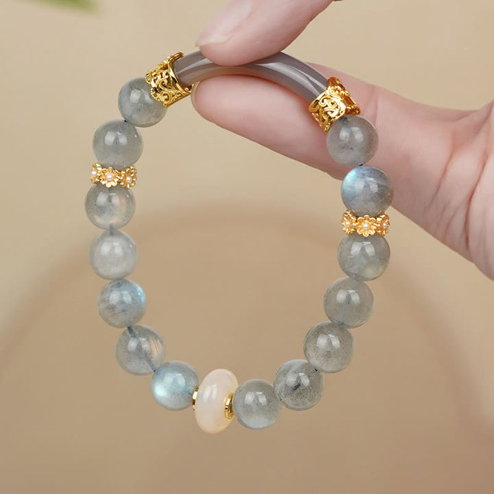 Buddha Stones Natural Labradorite Moonstone Healing Change Bracelet