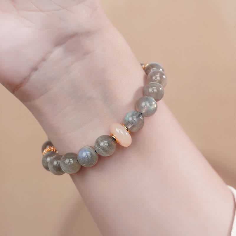 Buddha Stones Natural Labradorite Moonstone Healing Change Bracelet