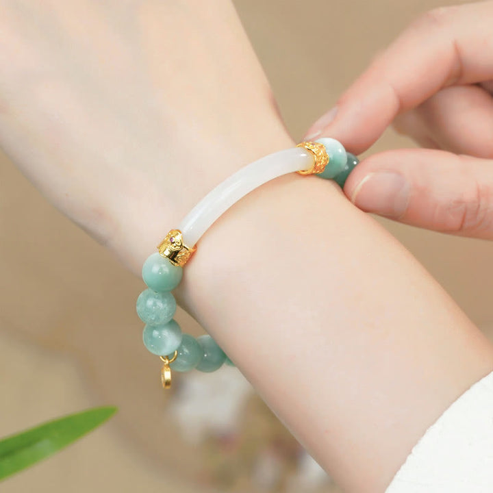 Buddha Stones Natural Larimar Copper Coin Confidence Bracelet