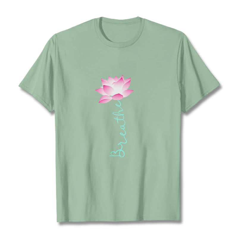Buddha Stones BREATHE Lotus Tee T-shirt - PaleGreen - 2XL - image 14