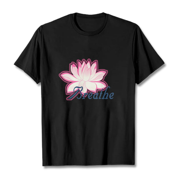 Buddha Stones BREATHE Lotus Flower Tee T-shirt - Black - 2XL - image 4