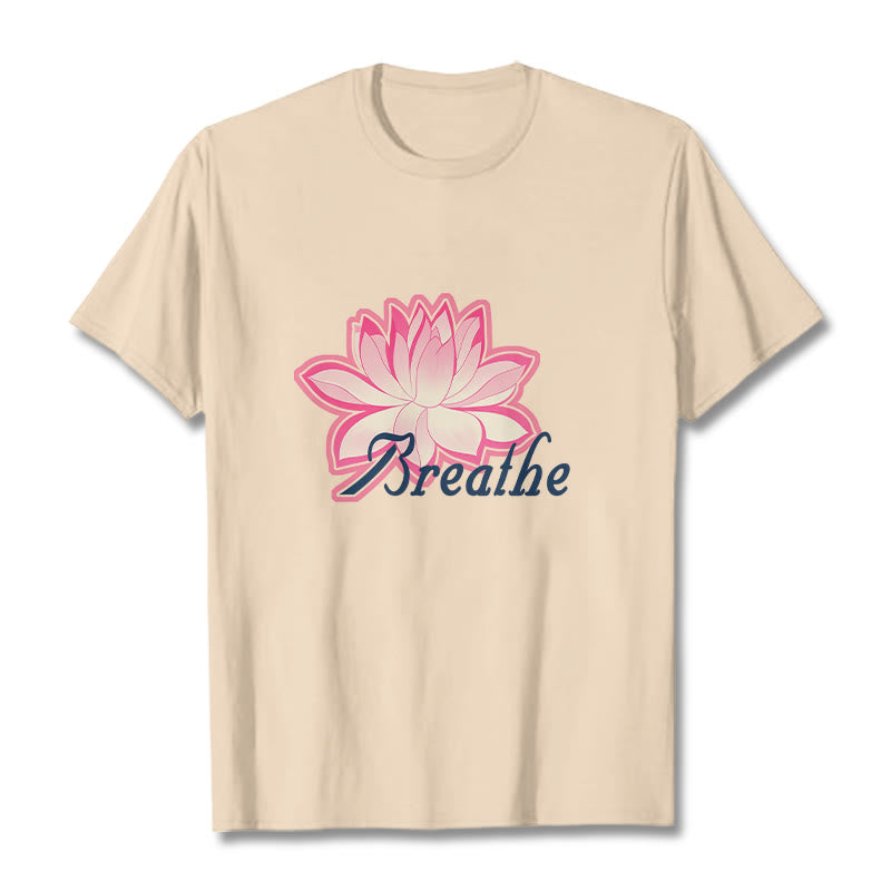 Buddha Stones BREATHE Lotus Flower Tee T-shirt - Bisque - 2XL - image 8