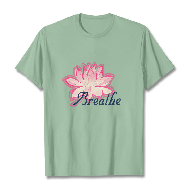 Buddha Stones BREATHE Lotus Flower Tee T-shirt - PaleGreen - 2XL - image 14
