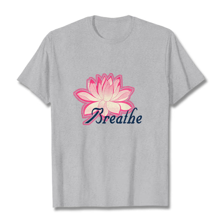 Buddha Stones BREATHE Lotus Flower Tee T-shirt - LightGrey - 2XL - image 19