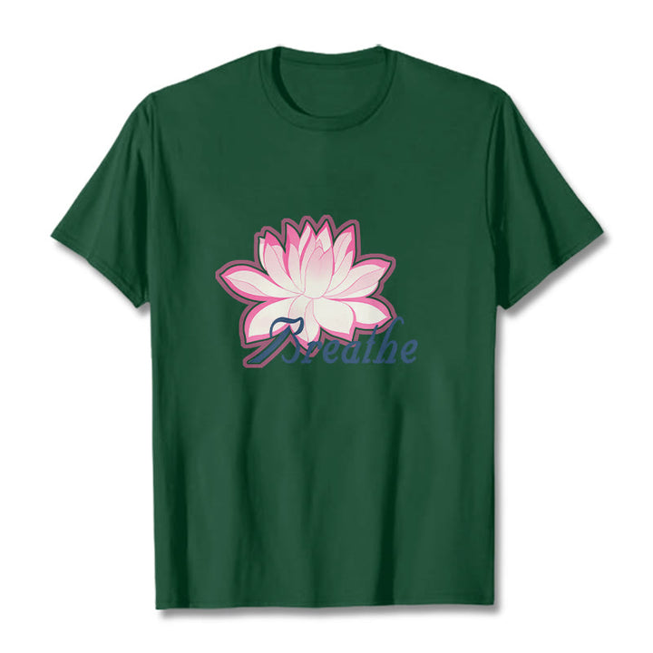 Buddha Stones BREATHE Lotus Flower Tee T-shirt - ForestGreen - 2XL - image 10