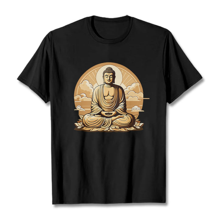 Buddha Stones Sun Auspicious Clouds Buddha Tee T-shirt