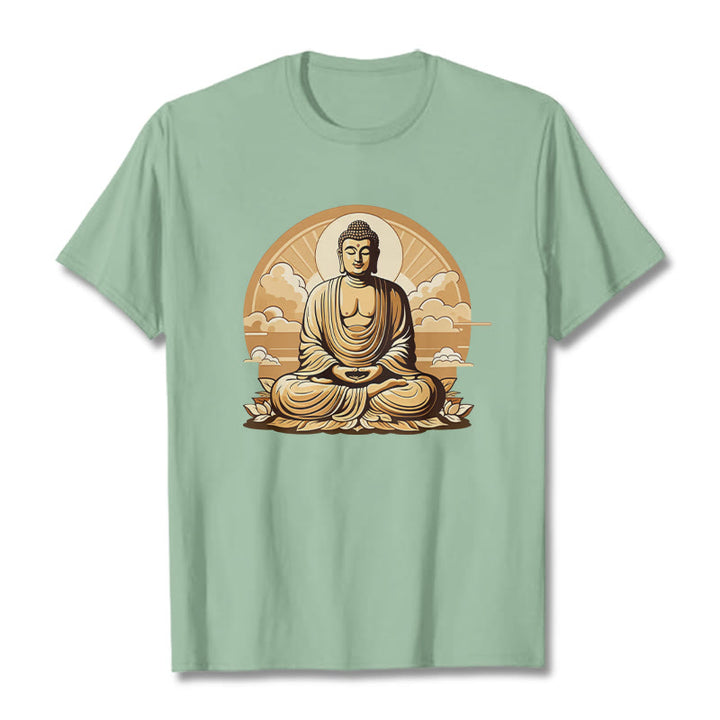 Buddha Stones Sun Auspicious Clouds Buddha Tee T-shirt