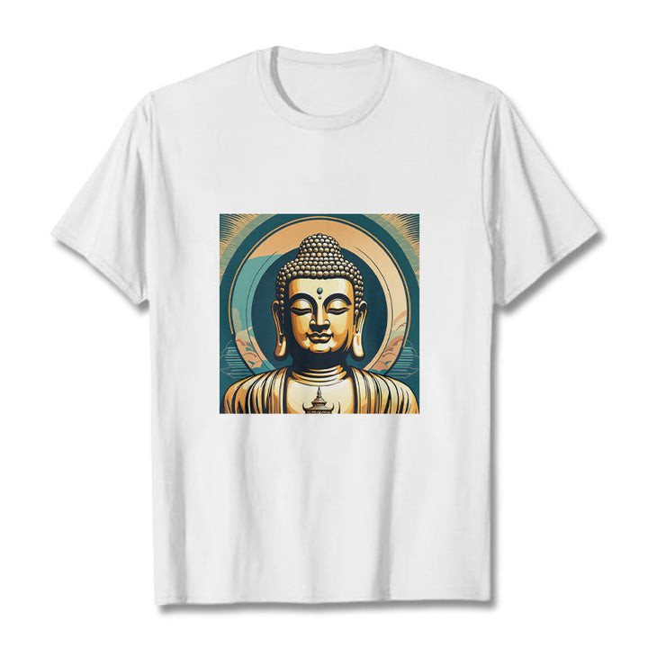 Buddha Stones Aura Golden Buddha Tee T-shirt - White - 2XL - image 5