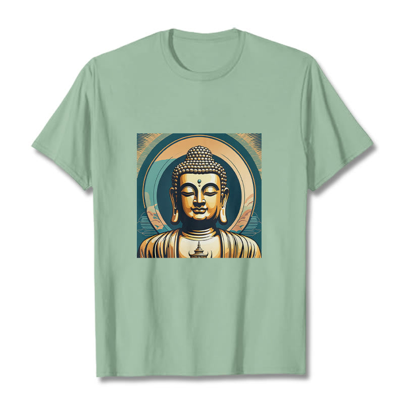 Buddha Stones Aura Golden Buddha Tee T-shirt - PaleGreen - 2XL - image 14
