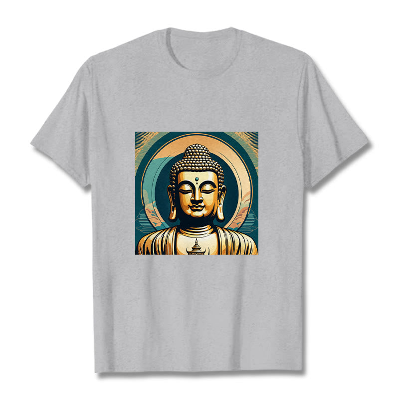 Buddha Stones Aura Golden Buddha Tee T-shirt - LightGrey - 2XL - image 19