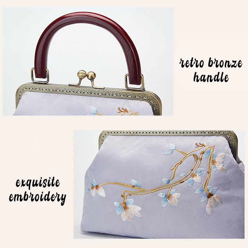 Buddha Stones Flower Embroidery Handbag Crossbody Bag