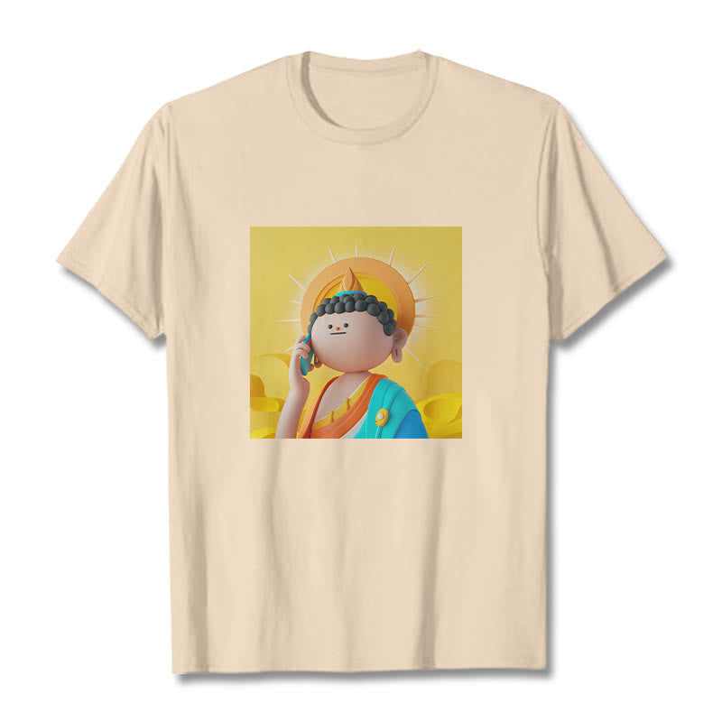 Buddha Stones Buddha Picks Up The Phone Tee T-shirt