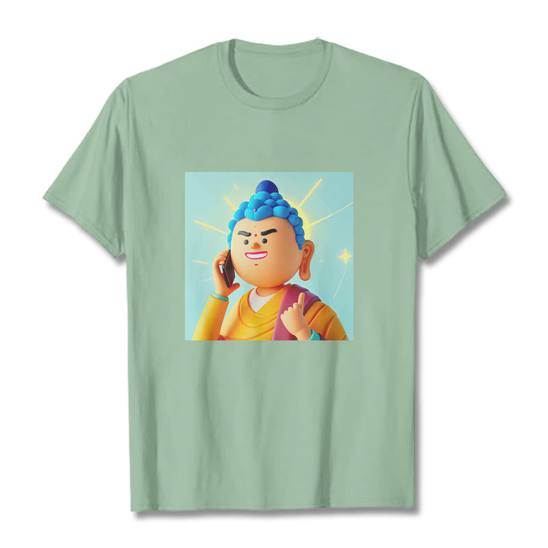 Buddha Stones Funny Cartoon Buddha Tee T-shirt - PaleGreen - 2XL - image 11