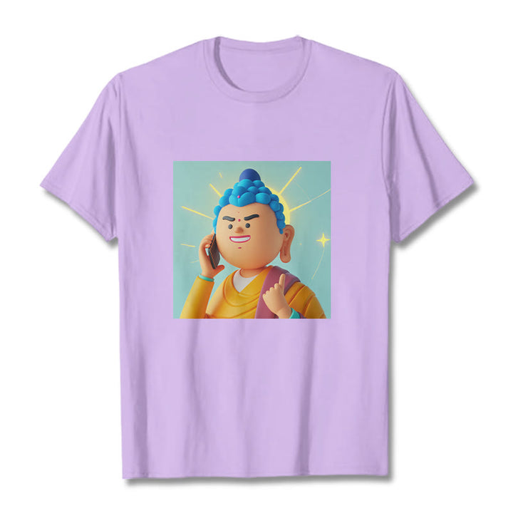 Buddha Stones Funny Cartoon Buddha Tee T-shirt - Plum - 2XL - image 15